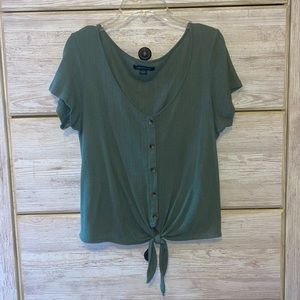 american eagle button down tied shirt